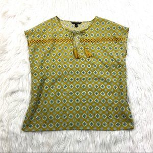 Banana Republic Geometric Print Tassel Top Blouse